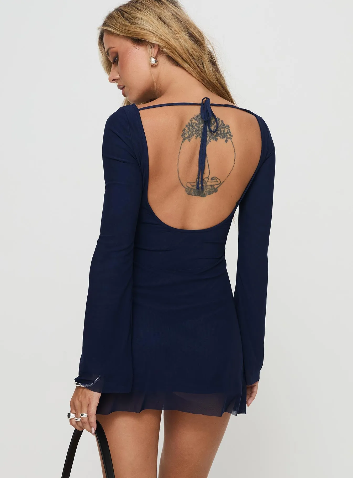 Lukea Long Sleeve Mini Dress Navy sold by Princess Polly product image thumbnail 5