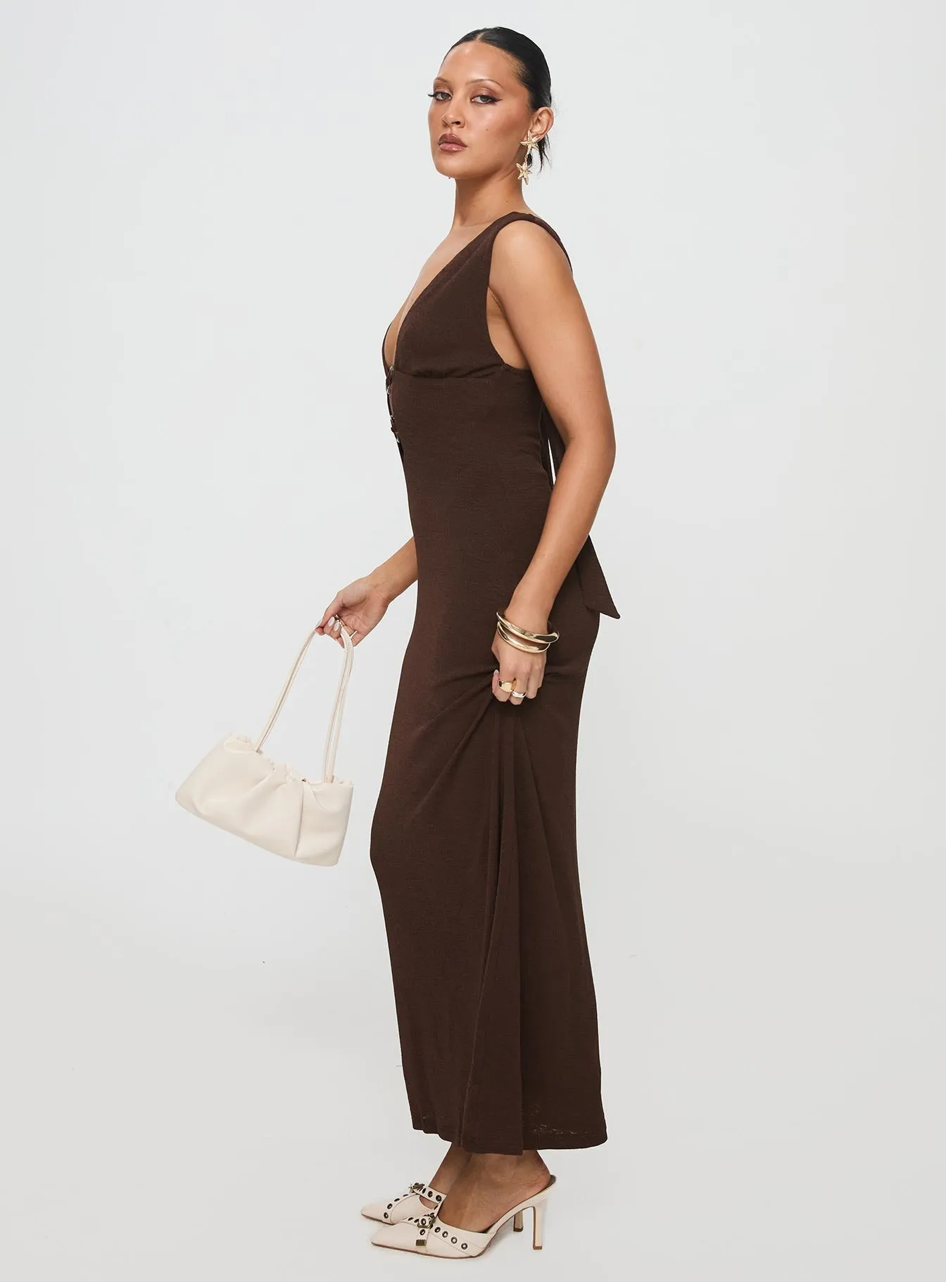 Steward Maxi Dress Chocolate Petite sold by Princess Polly product image thumbnail 4