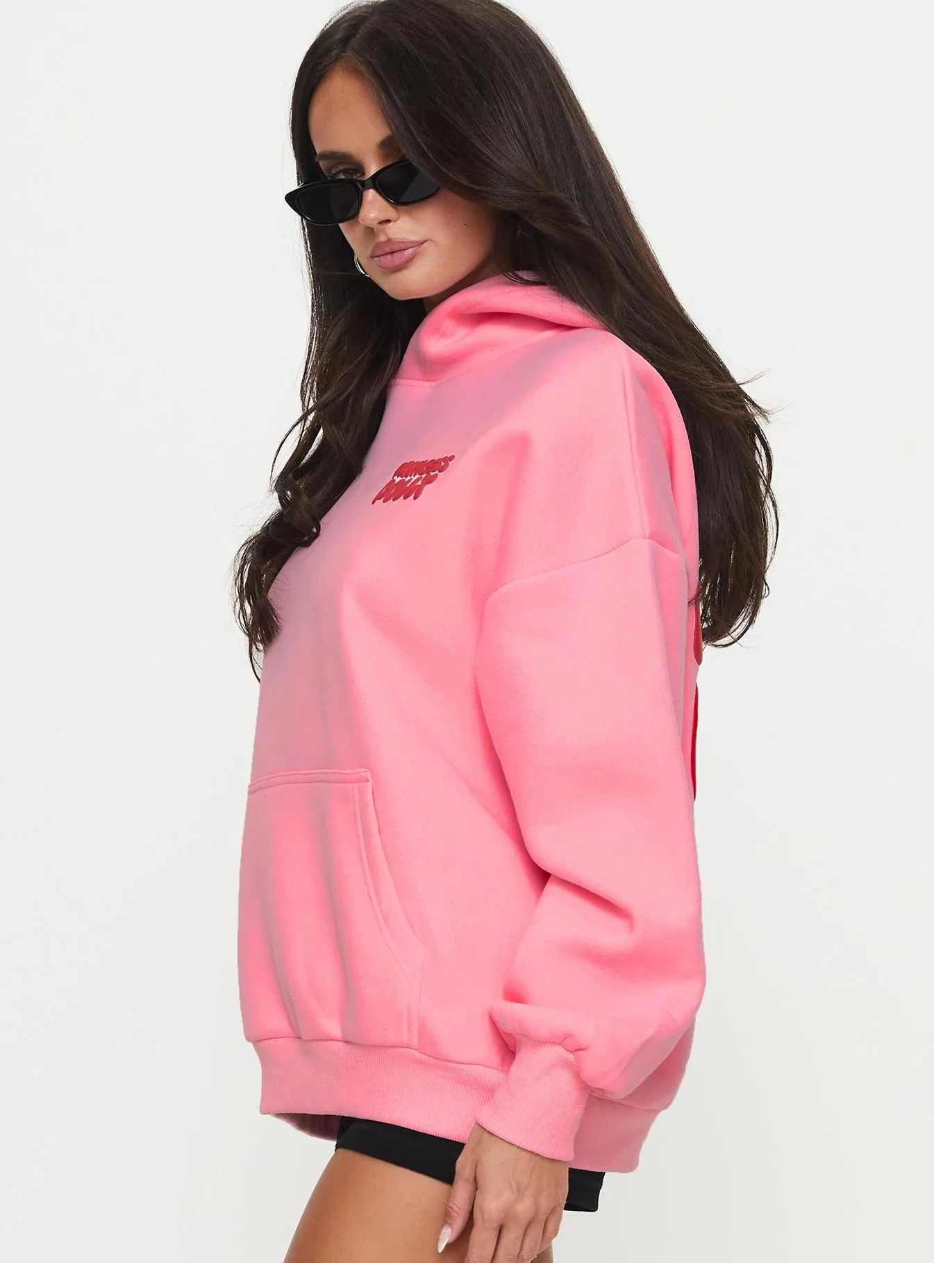 Princess Polly Hooded Sweatshirt Bubble Text Pink / Red sold by Princess Polly product image thumbnail 3
