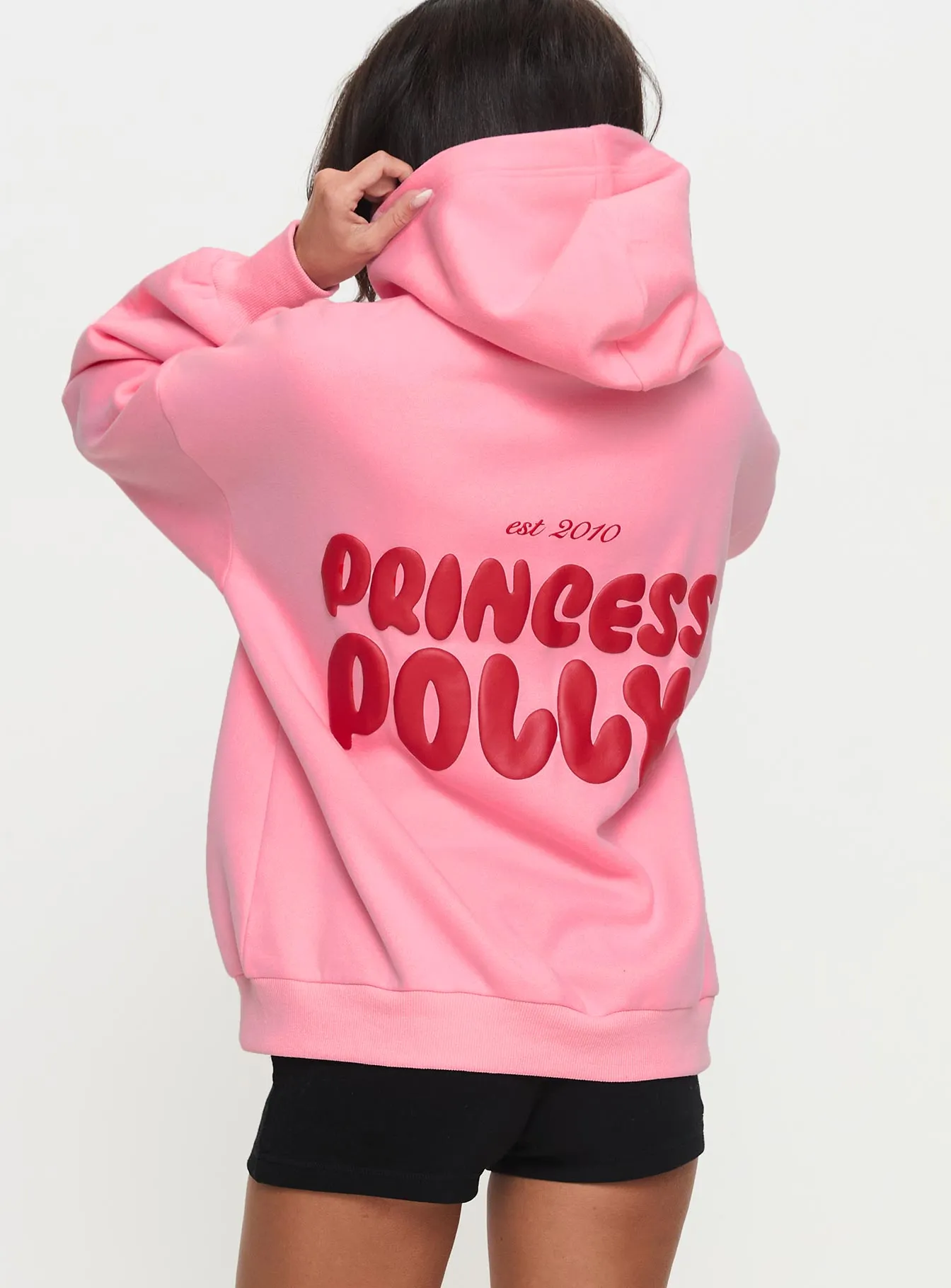 Princess Polly Hooded Sweatshirt Bubble Text Pink / Red sold by Princess Polly product image thumbnail 5