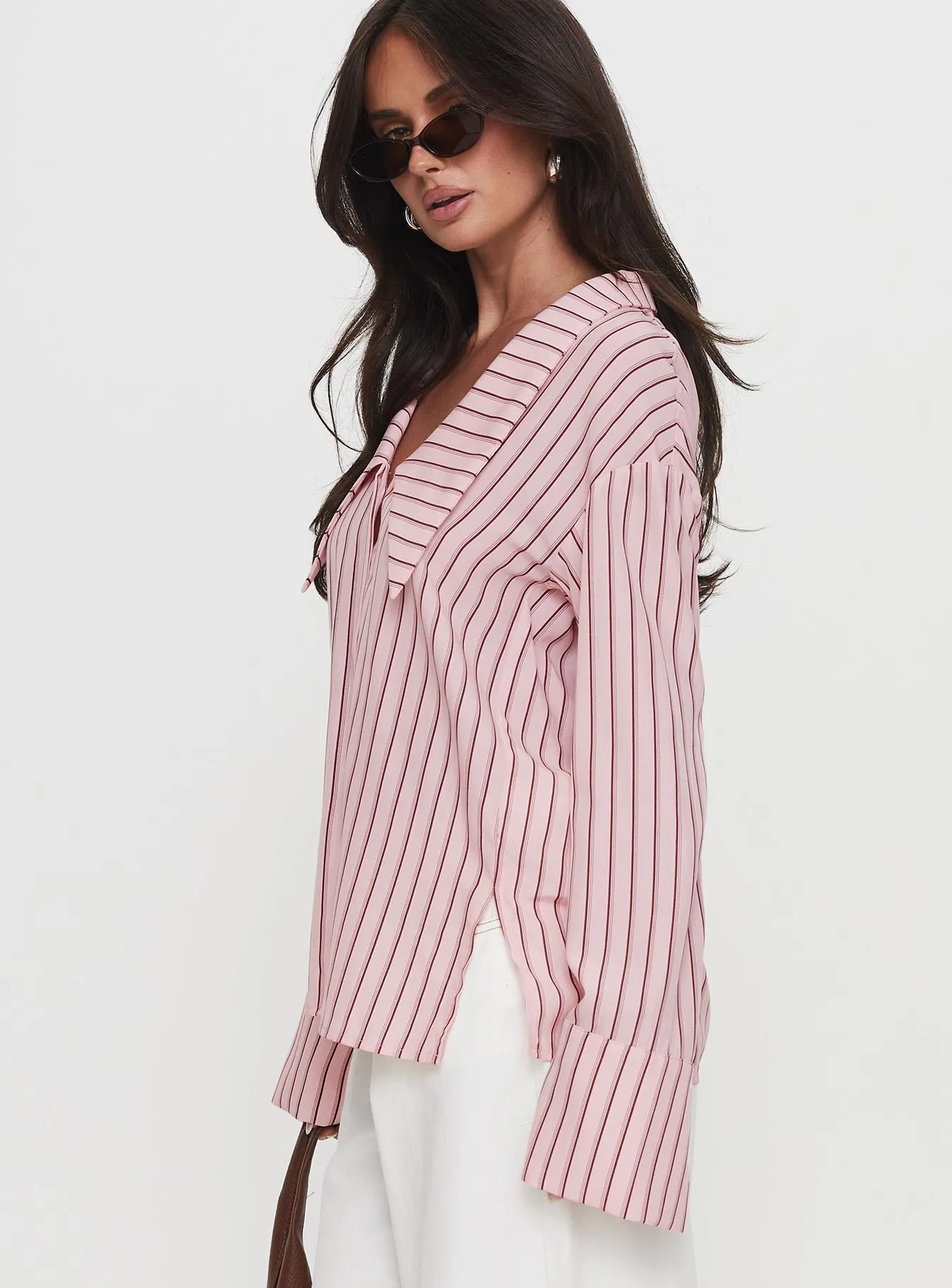Calistoga Deep Collar Shirt Pink Stripe sold by Princess Polly product image thumbnail 3