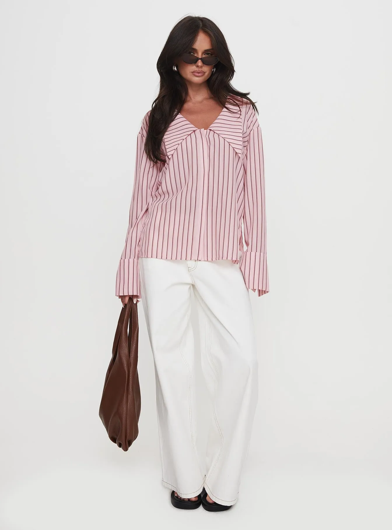 Calistoga Deep Collar Shirt Pink Stripe sold by Princess Polly product image thumbnail 2