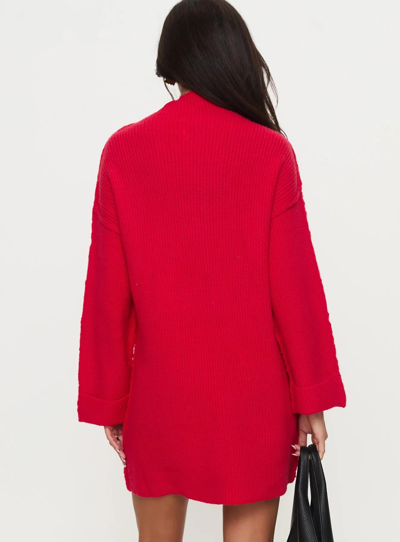 Weslie Long Sleeve Knit Mini Dress Red sold by Princess Polly product image thumbnail 4