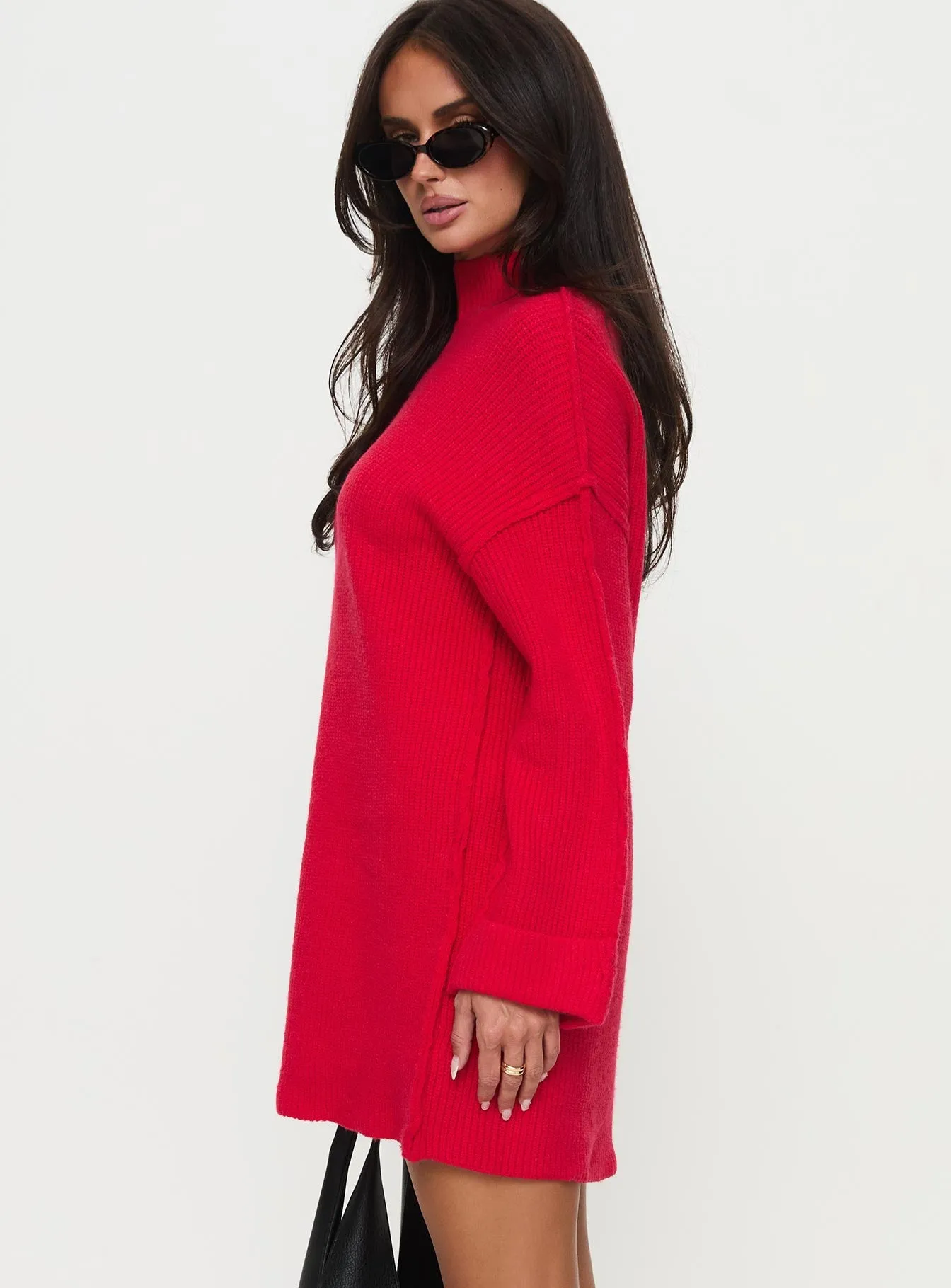 Weslie Long Sleeve Knit Mini Dress Red sold by Princess Polly product image thumbnail 3