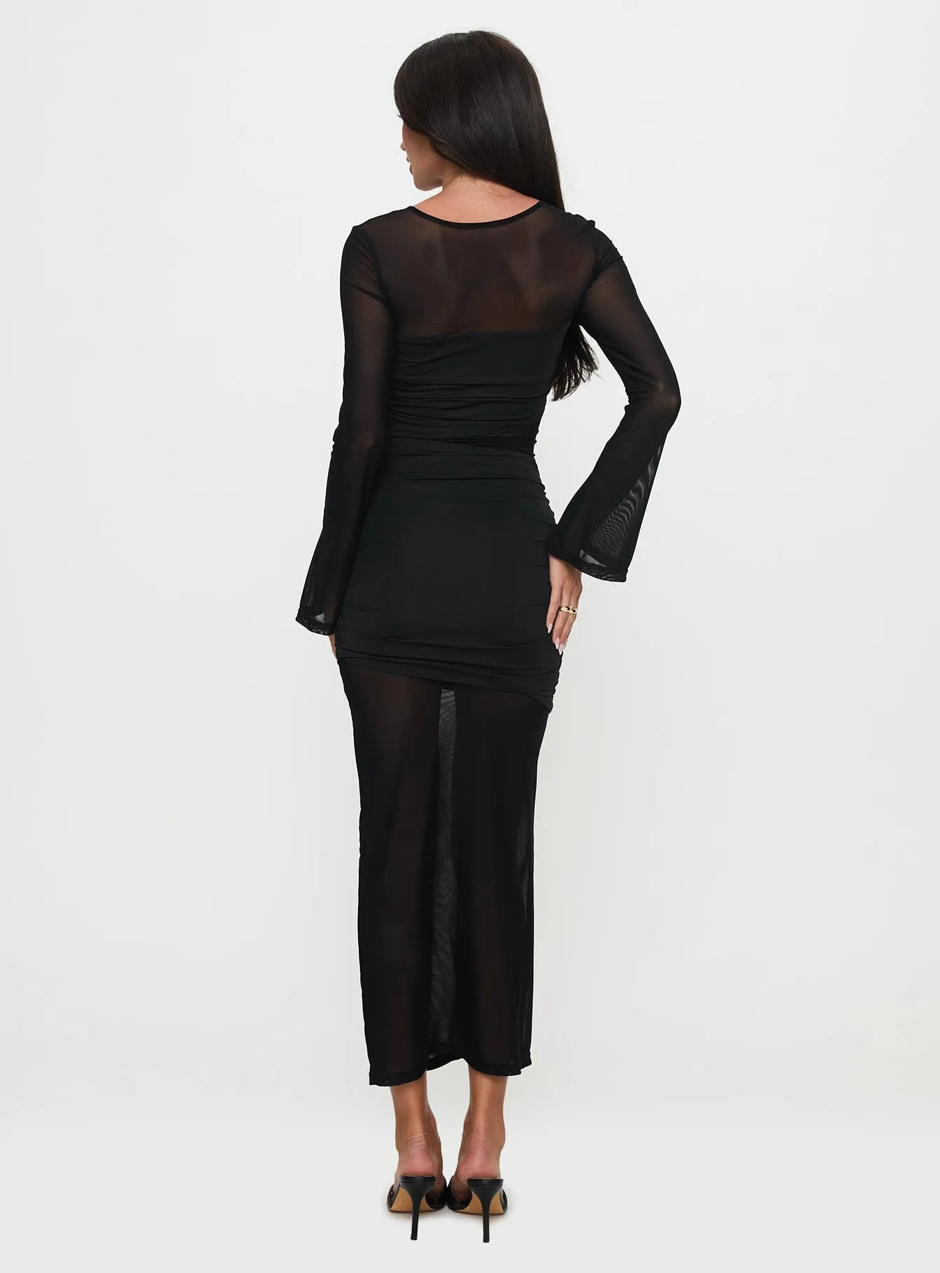 Meira Sheer Maxi Dress Black sold by Princess Polly product image thumbnail 4