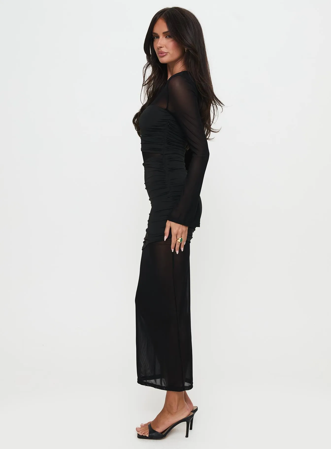 Meira Sheer Maxi Dress Black sold by Princess Polly product image thumbnail 3
