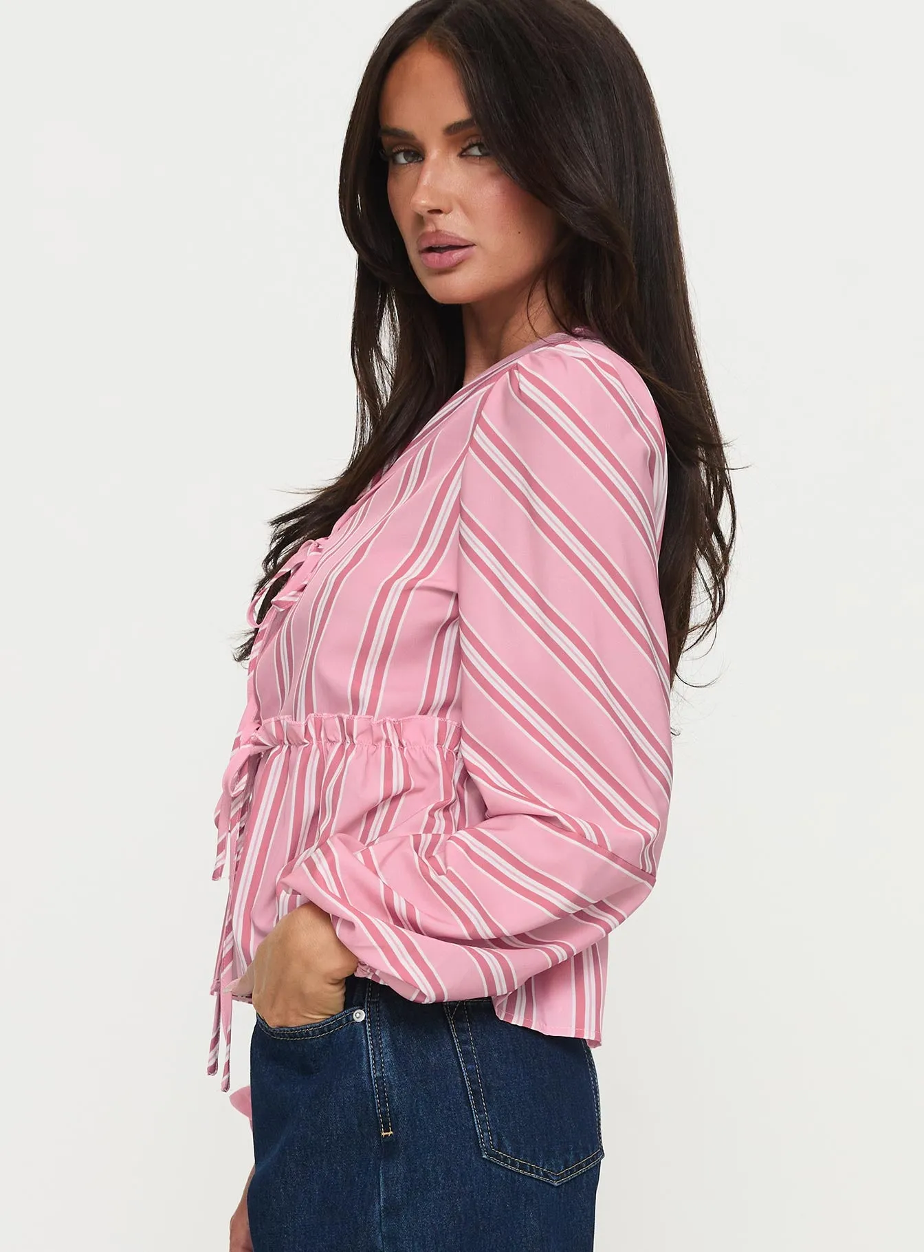 Cindylou Long Sleeve Top Pink Stripe sold by Princess Polly product image thumbnail 3