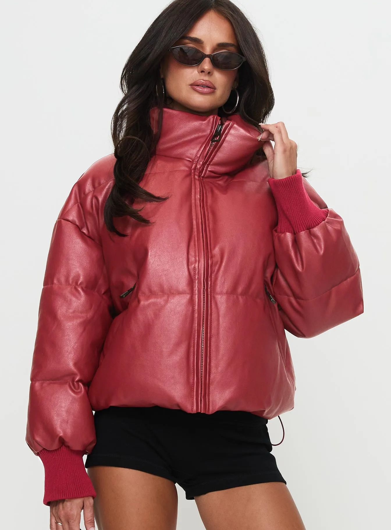 Myler Puffer Jacket Burgundy sold by Princess Polly product image thumbnail 2
