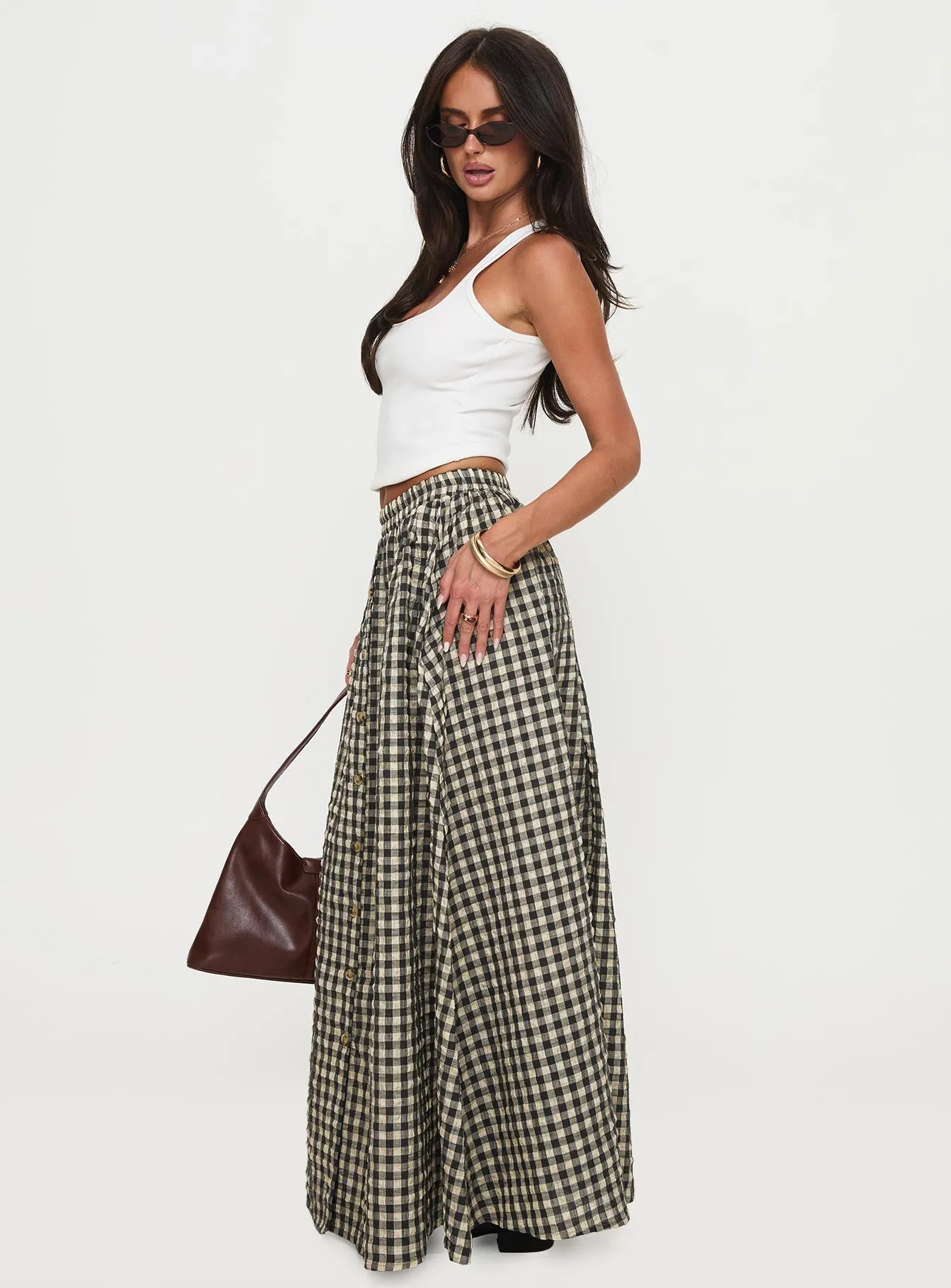 Cartmel Check Maxi Skirt Black / Cream sold by Princess Polly product image thumbnail 4