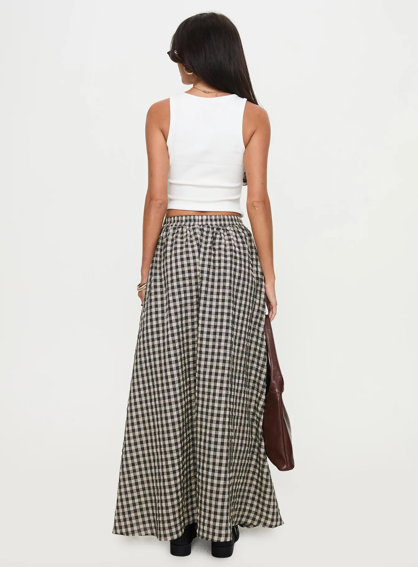 Cartmel Check Maxi Skirt Black / Cream sold by Princess Polly product image thumbnail 5