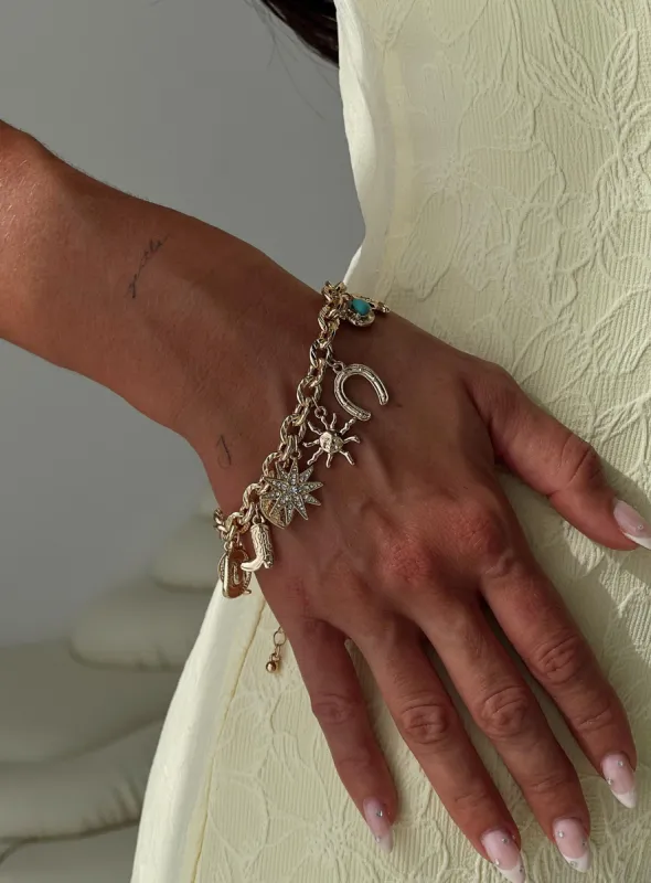 Lone Star Charm Bracelet Gold sold by Princess Polly