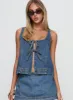 Stefenie Denim Tie Top Mid Wash sold by Princess Polly
