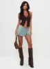 Down For The Ride Denim Skort Light Wash sold by Princess Polly