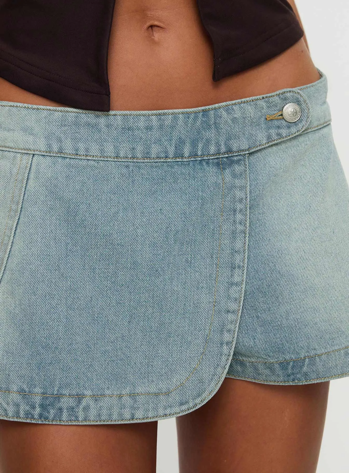 Down For The Ride Denim Skort Light Wash sold by Princess Polly product image thumbnail 5