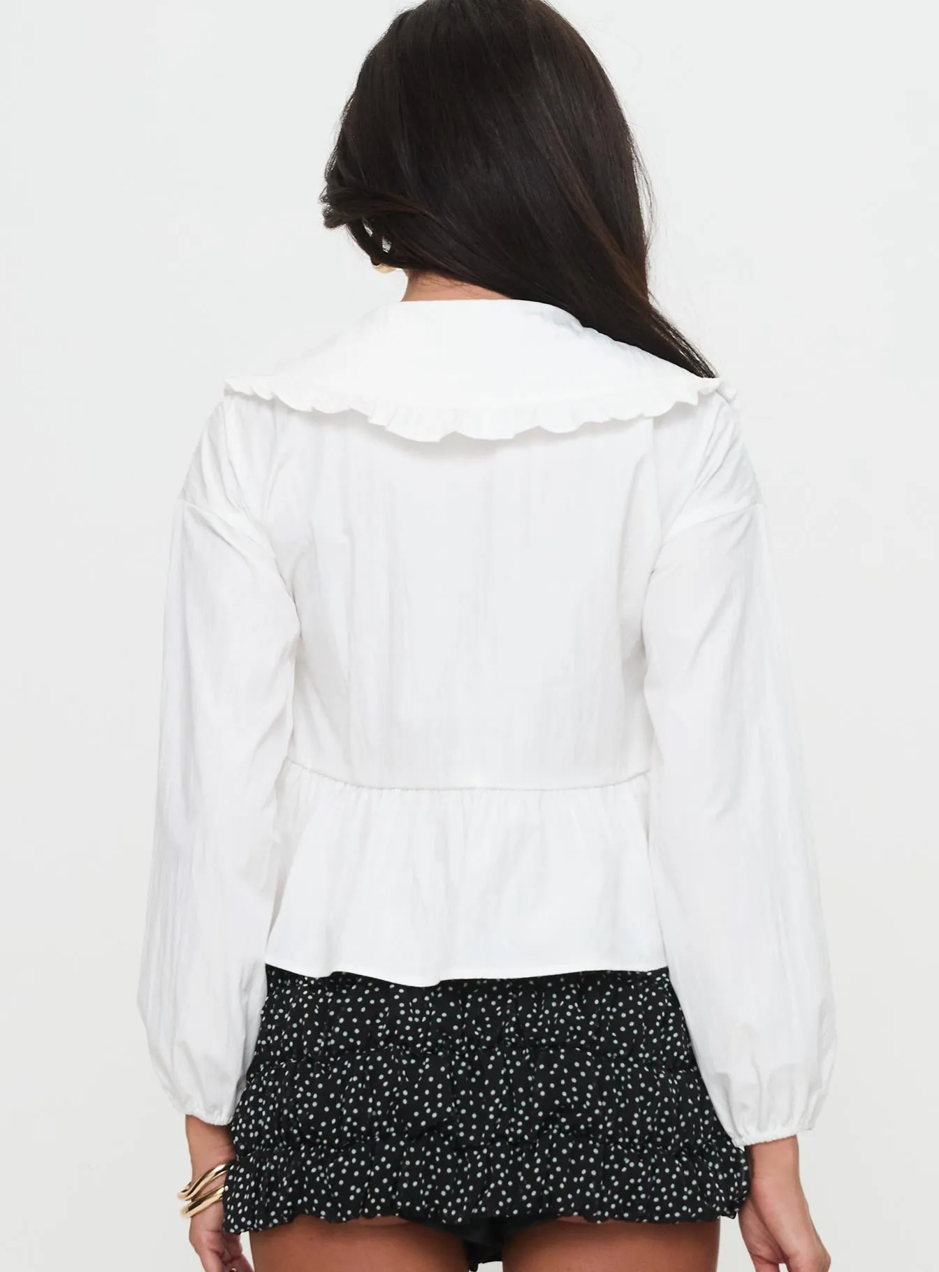 Floating Along Collared Long Sleeve Top White sold by Princess Polly product image thumbnail 5