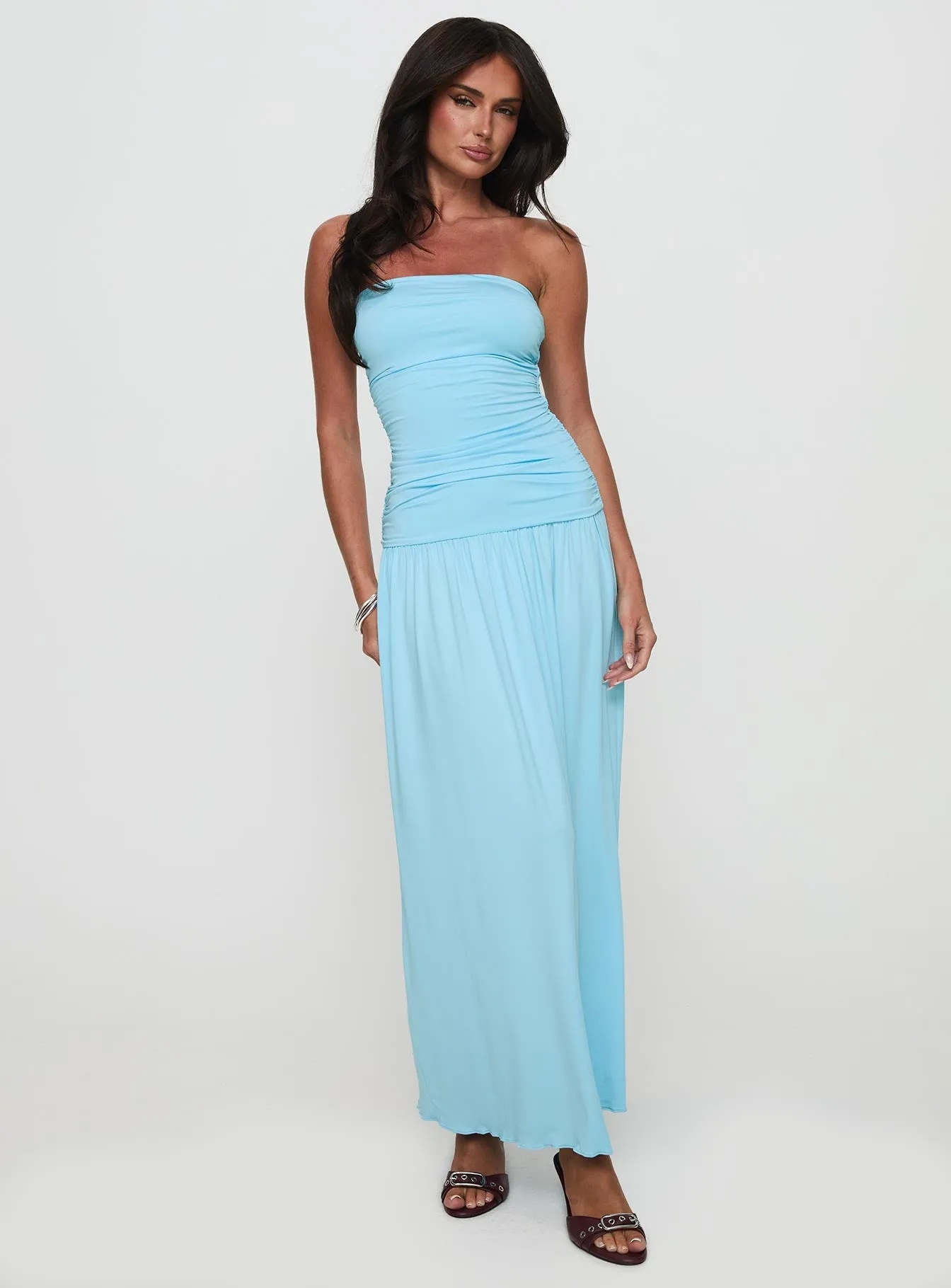 Glorie Strapless Maxi Dress Light Blue sold by Princess Polly product image thumbnail 3