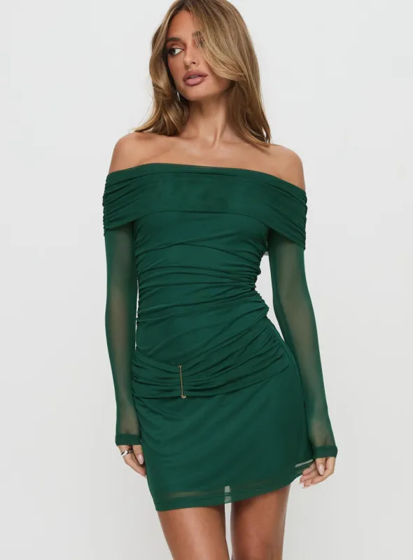 Olympique Long Sleeve Mini Dress Teal sold by Princess Polly