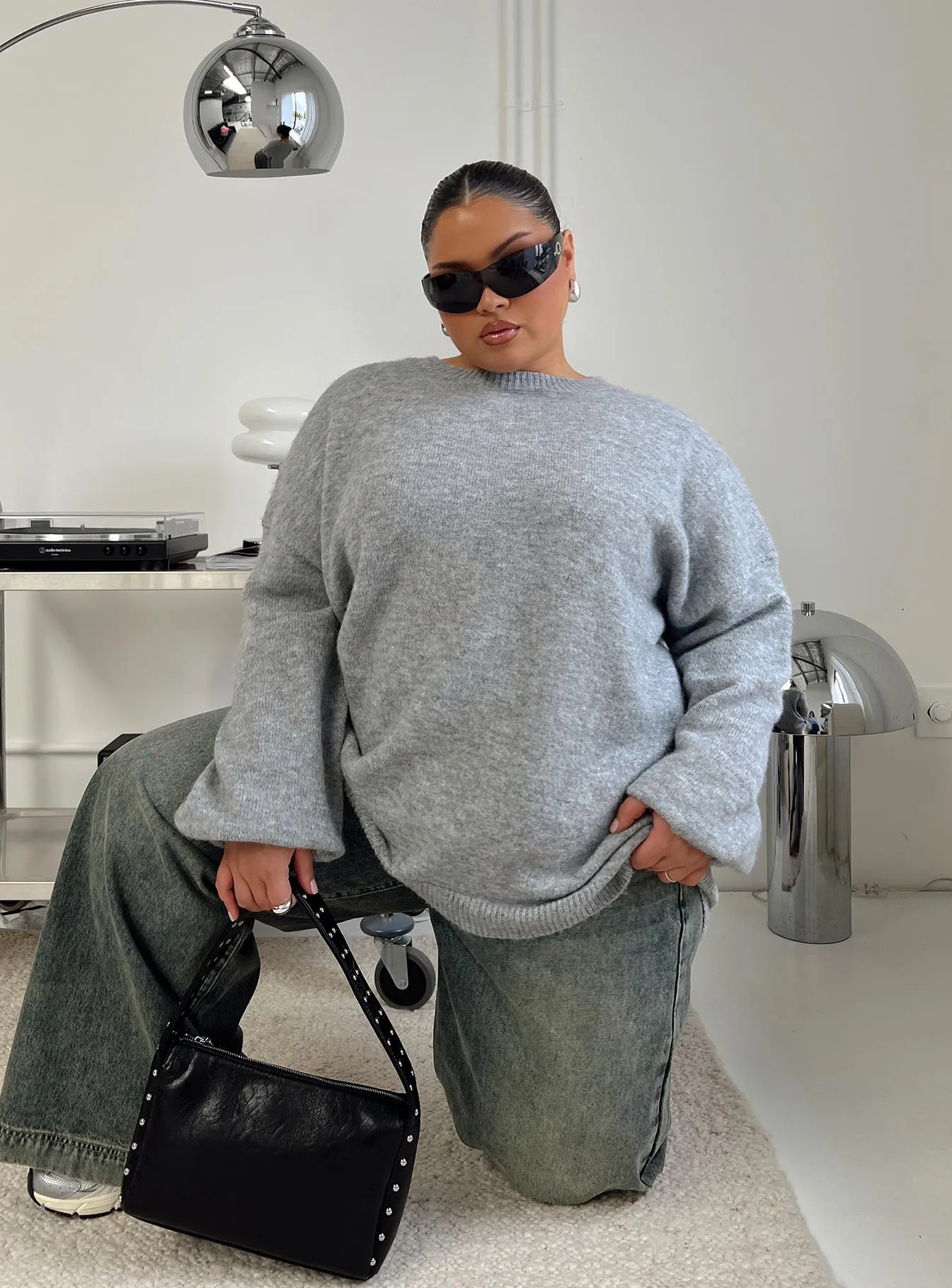 Ryanna Sweater Grey Curve sold by Princess Polly