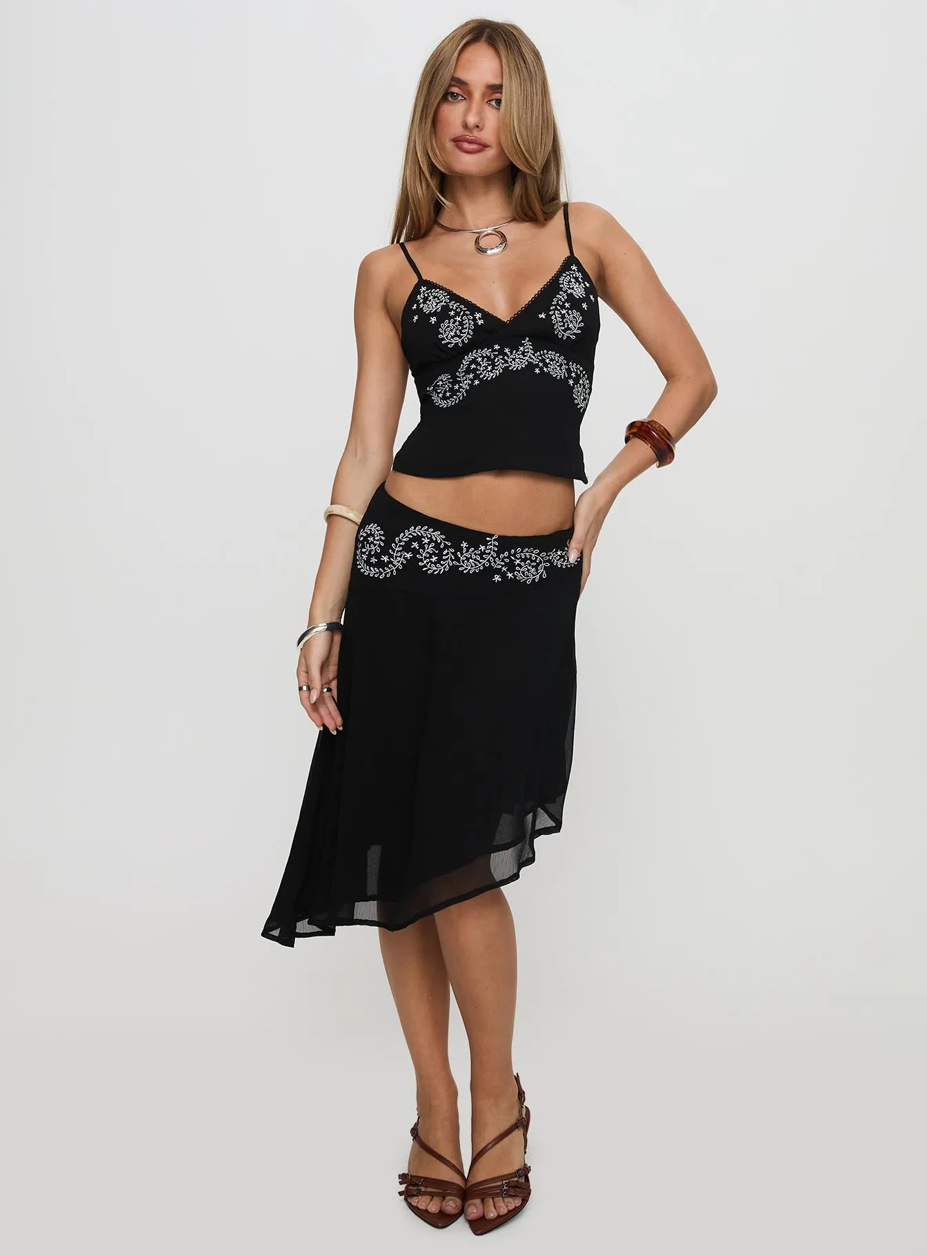 Pappilion Asymmetrical Midi Skirt Black sold by Princess Polly product image thumbnail 3