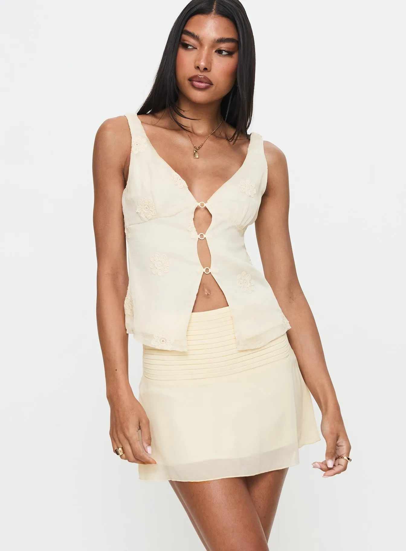 Letting Go Gathered Waist Mini Skirt Cream sold by Princess Polly product image thumbnail 2