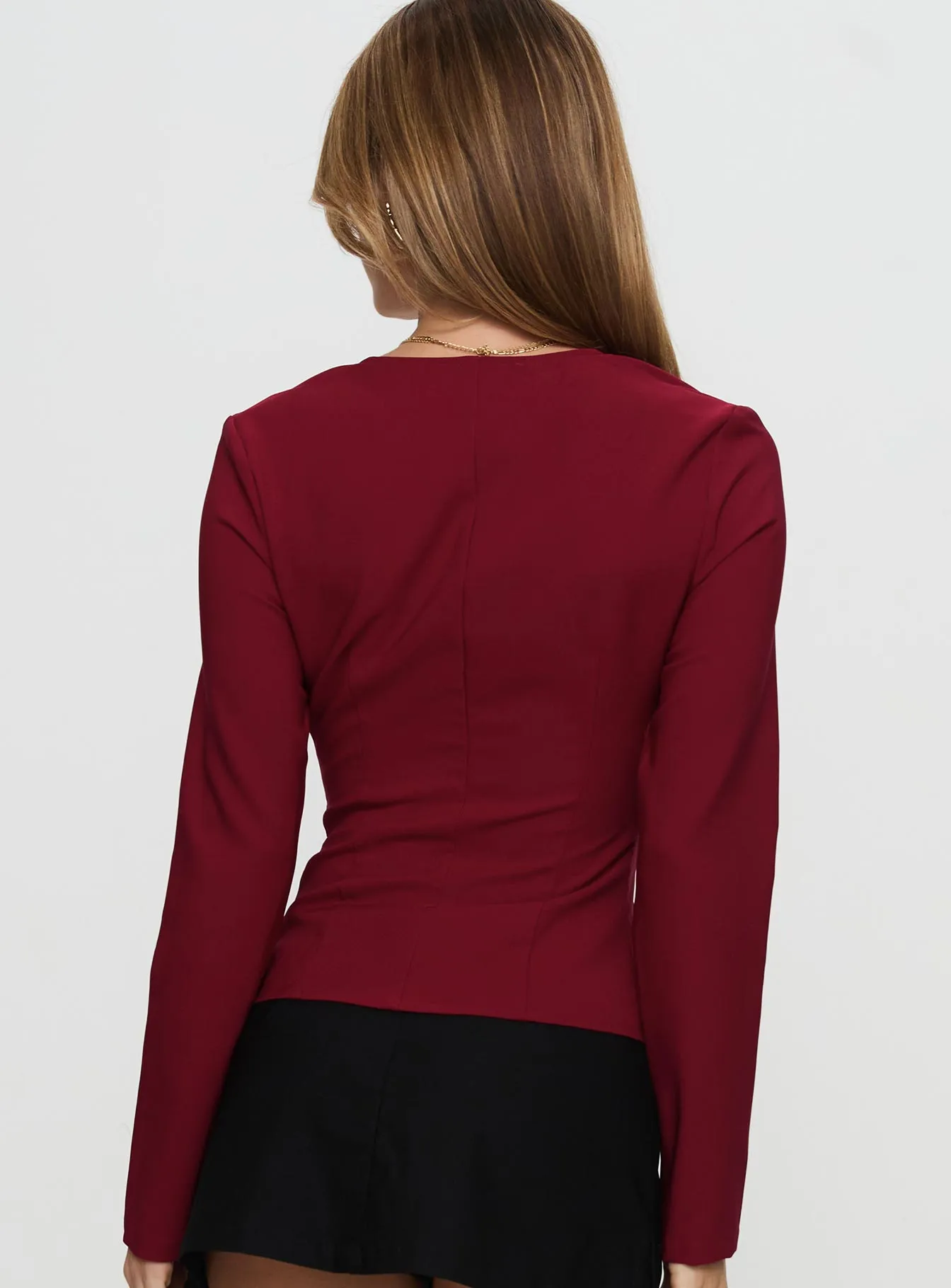 Gaskin Long Sleeve Top Burgundy sold by Princess Polly product image thumbnail 5