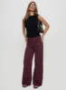 Lorenne Mid Rise Pant Burgundy Pinstripe sold by Princess Polly