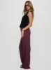 Lorenne Mid Rise Pant Burgundy Pinstripe sold by Princess Polly