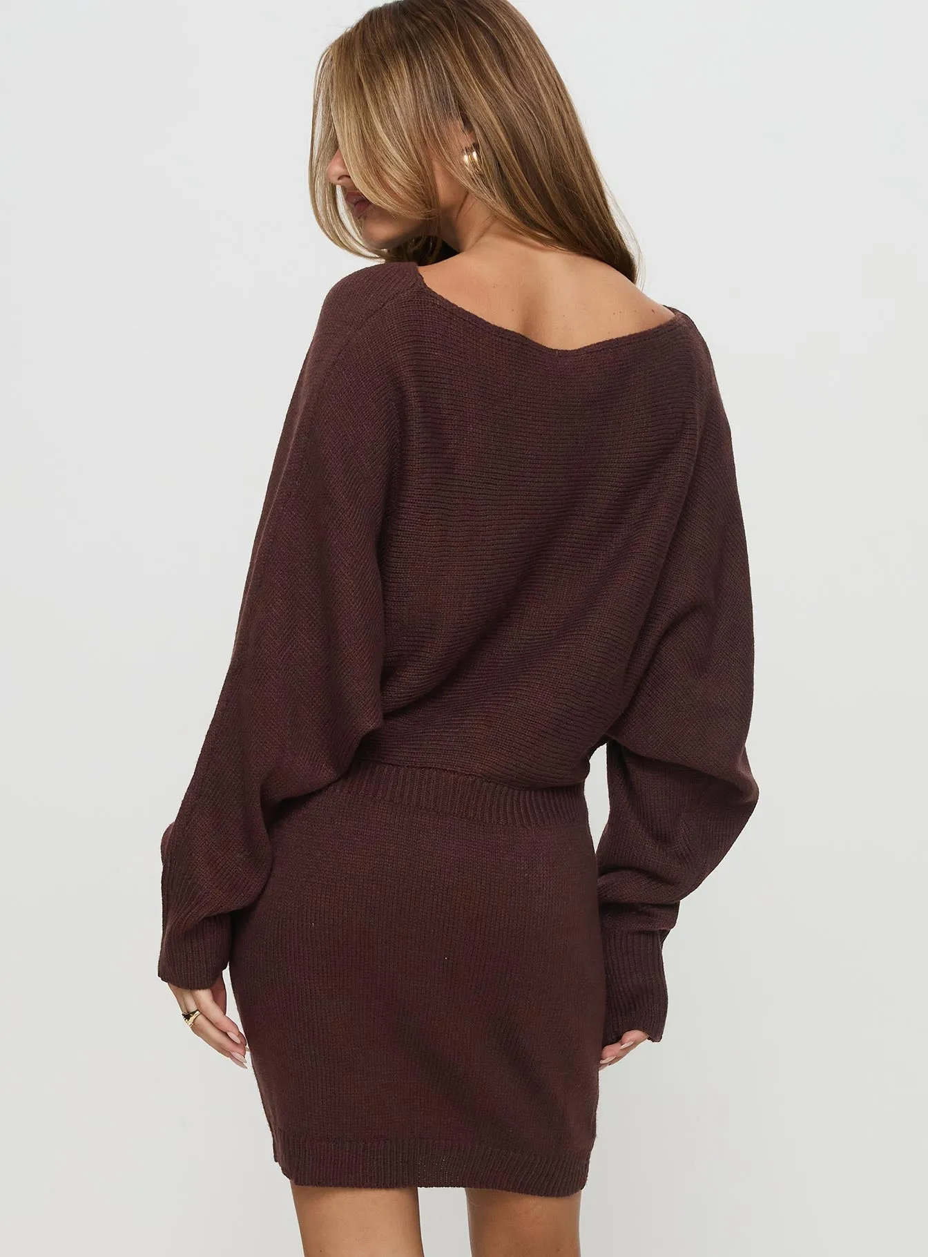 Bellamie Long Sleeve Mini Dress Chocolate sold by Princess Polly product image thumbnail 5