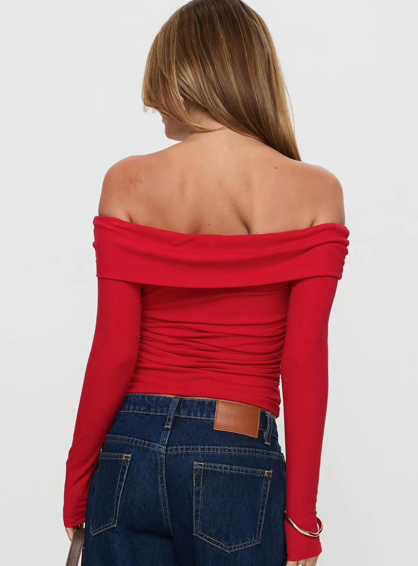 Sonnett Off Shoulder Twist Long Sleeve Top Red sold by Princess Polly product image thumbnail 5