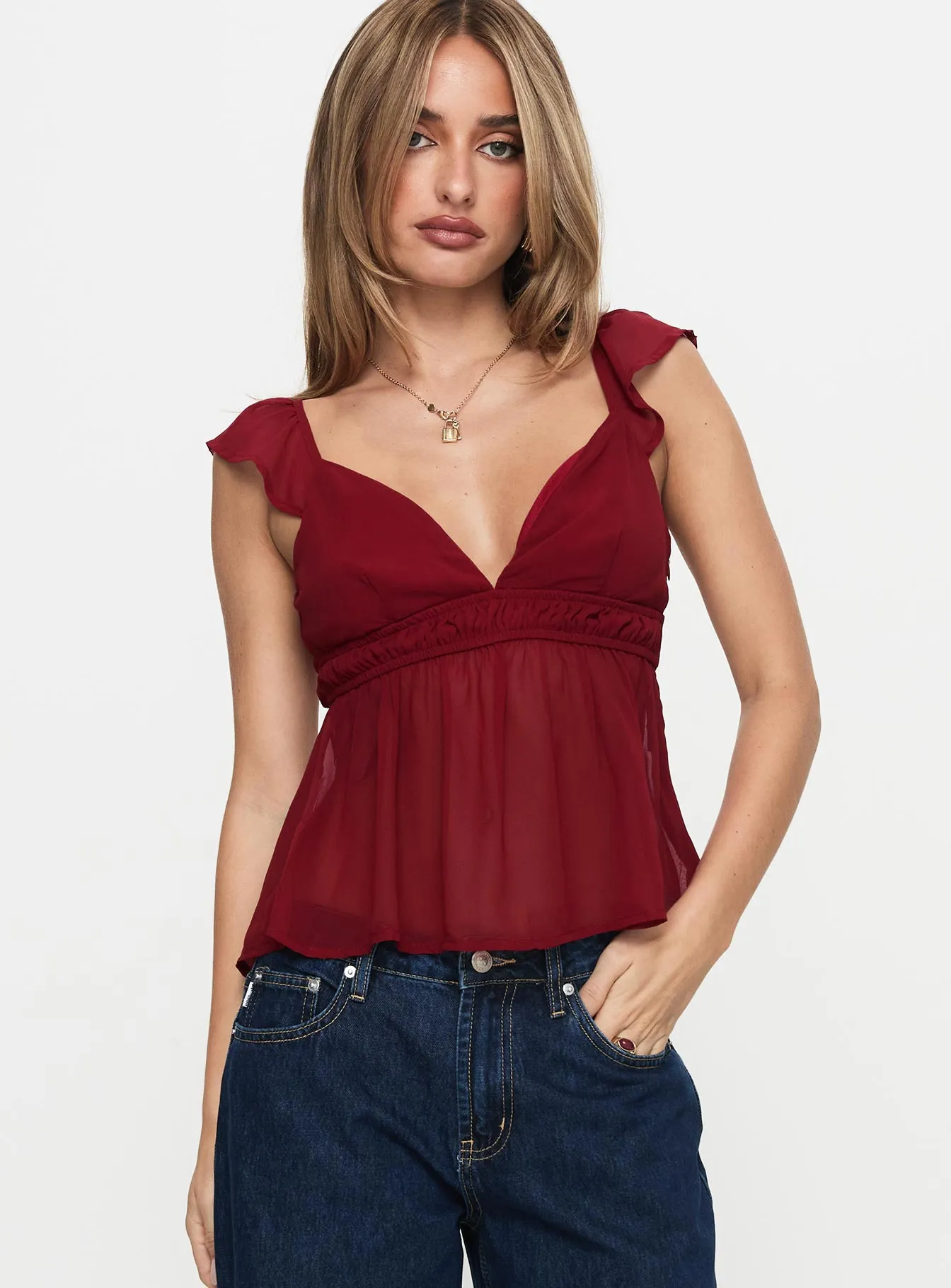 Elysea Top Burgundy sold by Princess Polly product image thumbnail 2