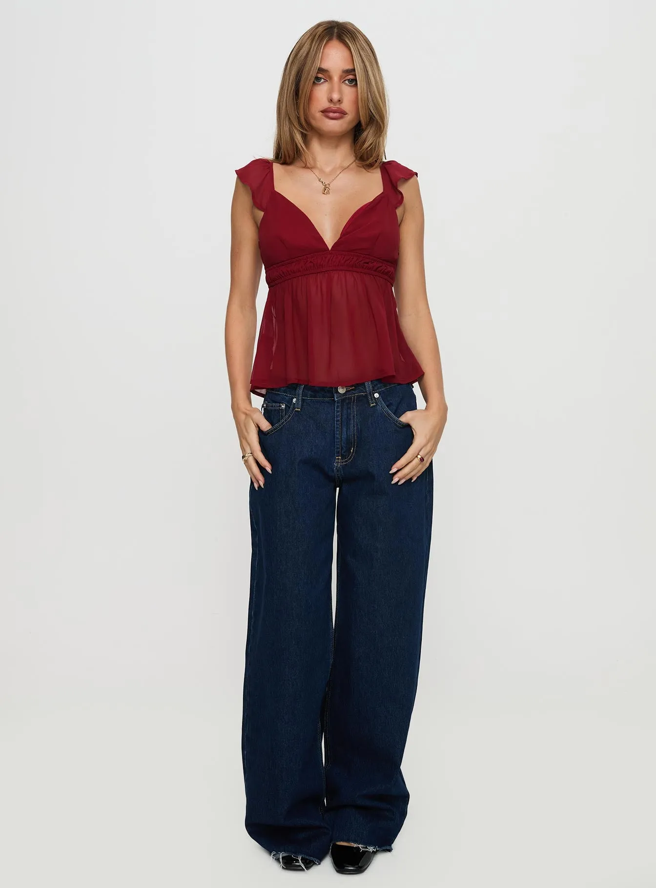 Elysea Top Burgundy sold by Princess Polly product image thumbnail 3