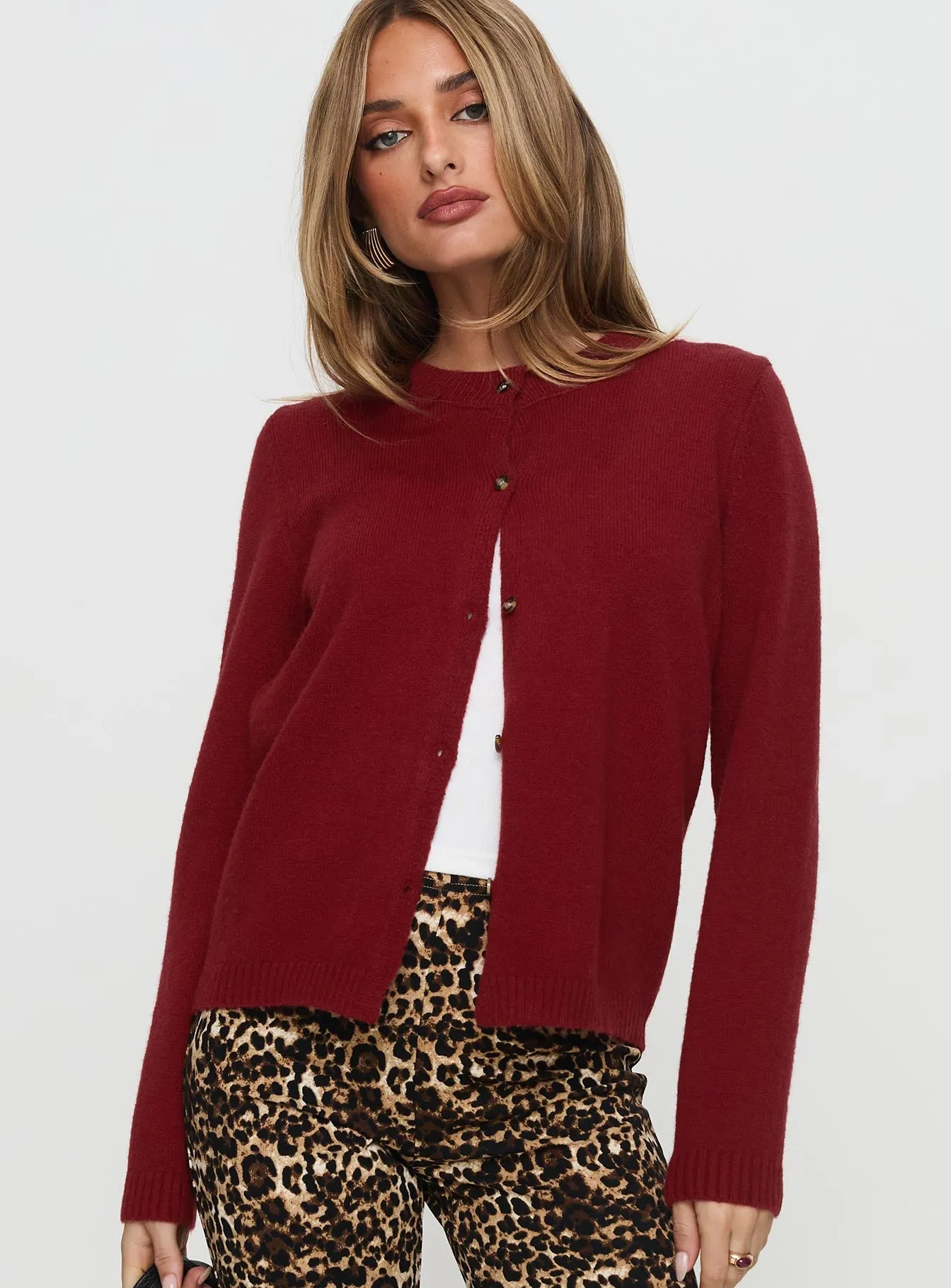 Arica Button Up Knit Cardigan Red sold by Princess Polly product image thumbnail 2