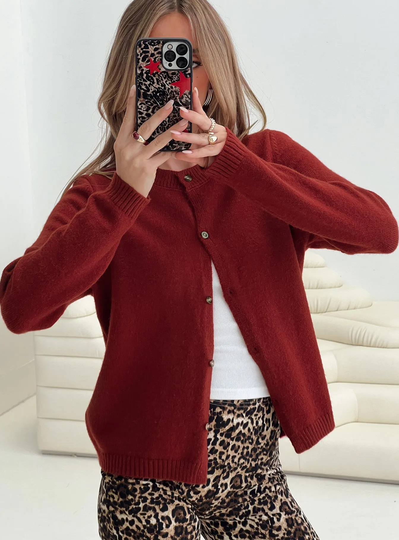 Arica Button Up Knit Cardigan Red sold by Princess Polly