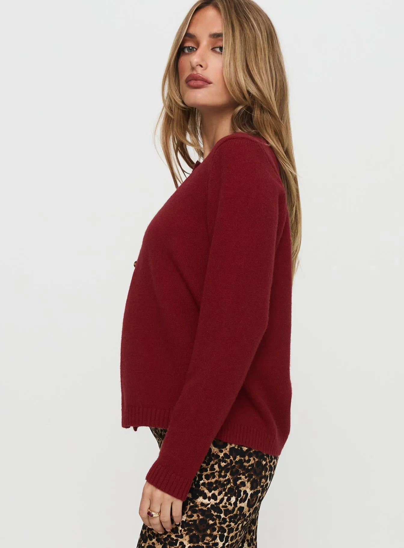 Arica Button Up Knit Cardigan Red sold by Princess Polly product image thumbnail 4