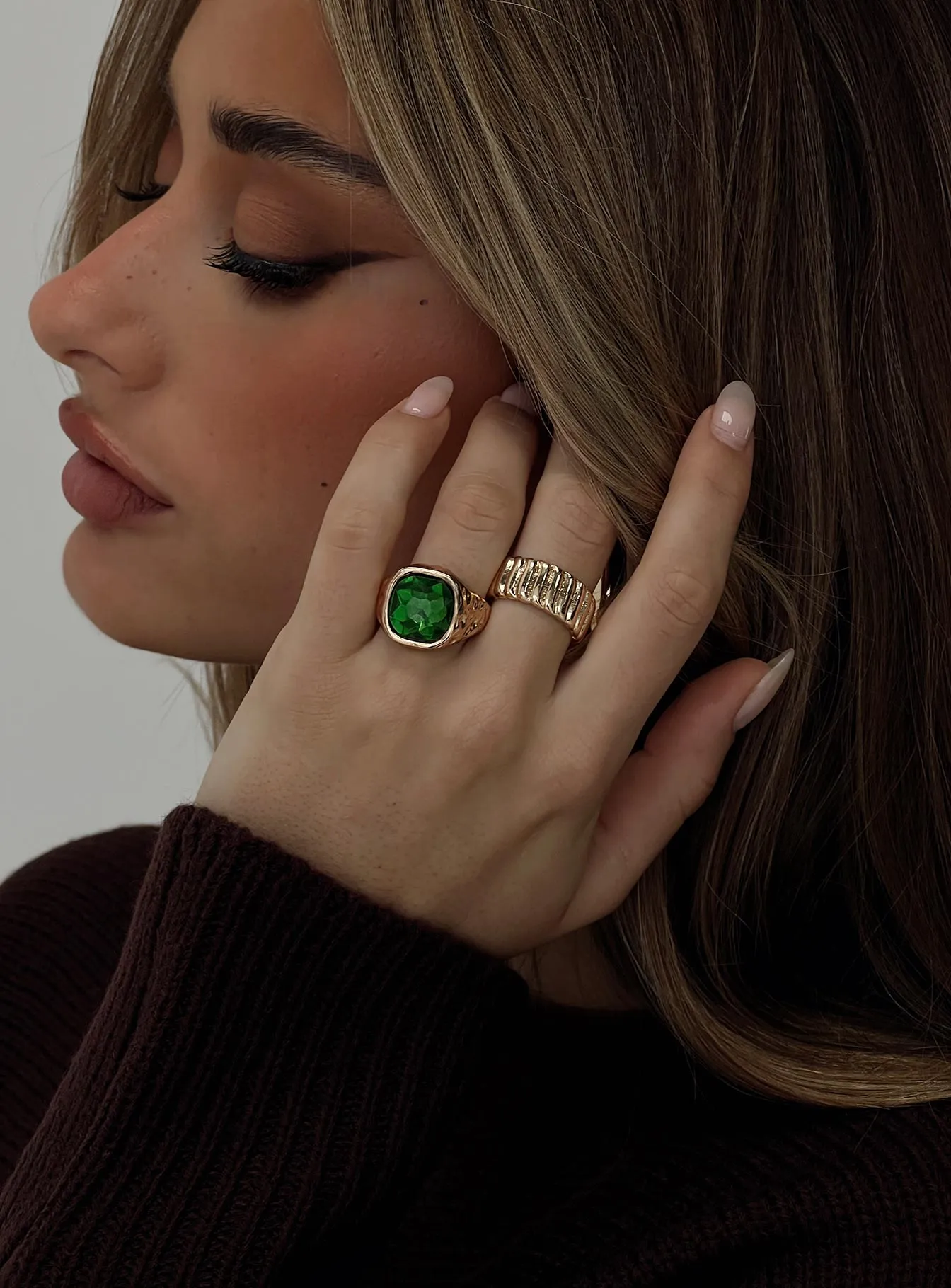 Think Fast Ring Set Gold sold by Princess Polly