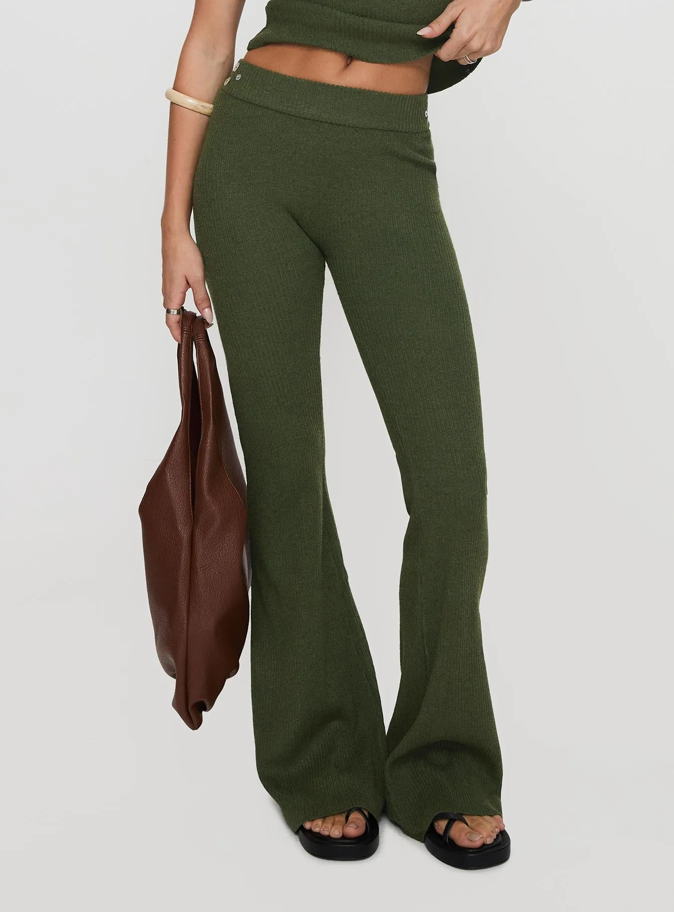 Daylight Savings Shell Detail Knit Set Olive sold by Princess Polly product image thumbnail 3