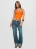 Toros Mid Rise Wide Leg Foldover Denim Jeans Mid Blue sold by Princess Polly