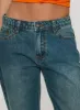 Toros Mid Rise Wide Leg Foldover Denim Jeans Mid Blue sold by Princess Polly