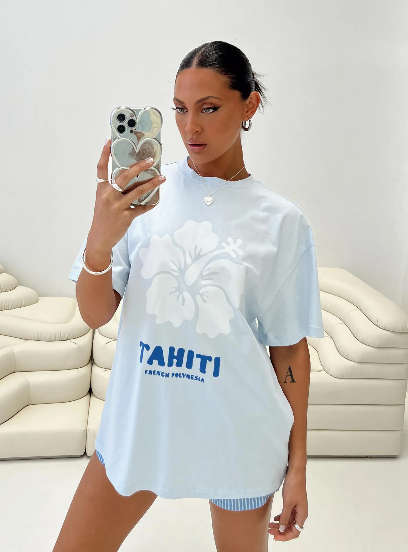 Tahiti Island Oversized Tee Blue sold by Princess Polly