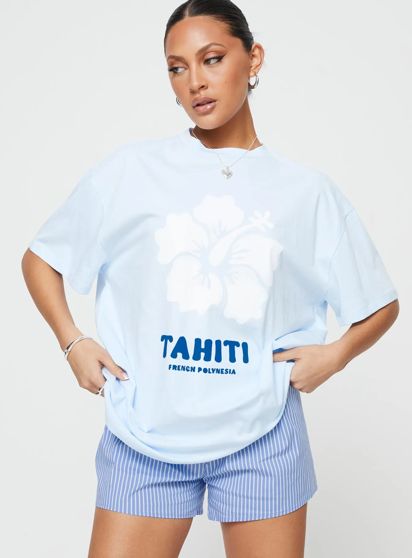 Tahiti Island Oversized Tee Blue sold by Princess Polly product image thumbnail 2