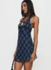 Laraline Halter Mini Dress Navy Check sold by Princess Polly