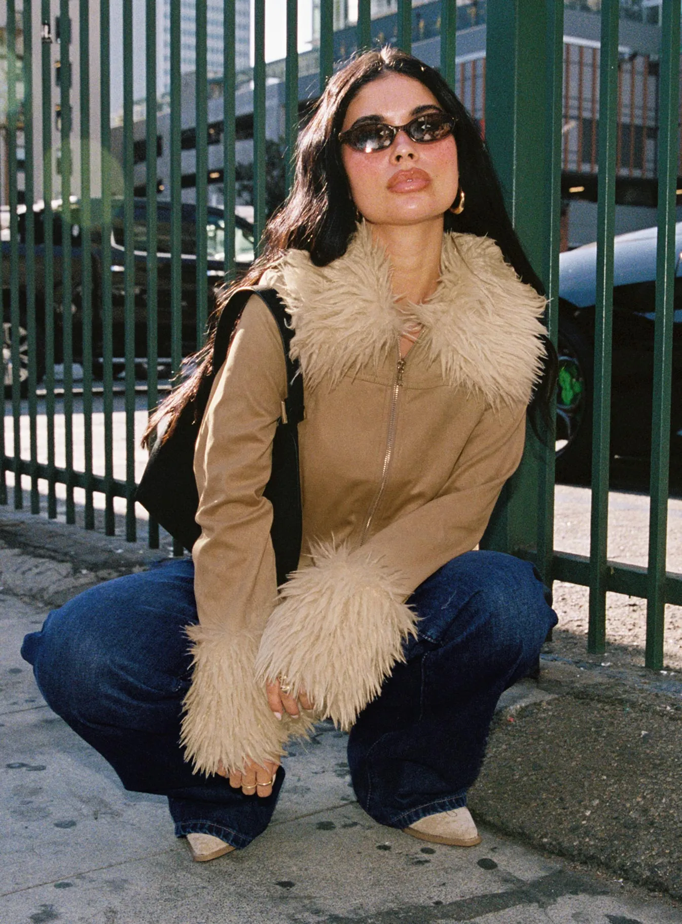 Jeanna Suede Faux Fur Detail Jacket Beige sold by Princess Polly product image thumbnail 3