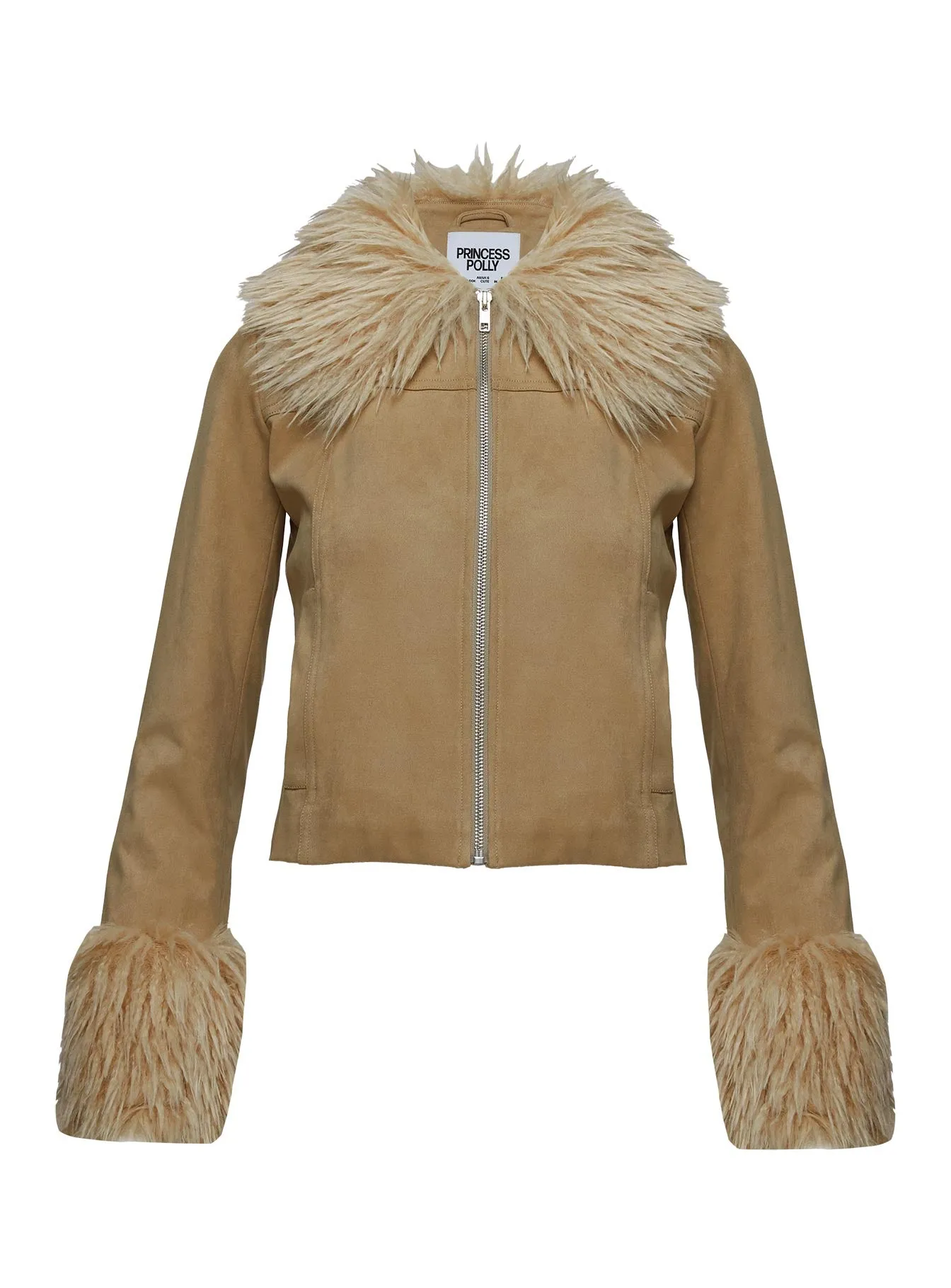 Jeanna Suede Faux Fur Detail Jacket Beige sold by Princess Polly product image thumbnail 5