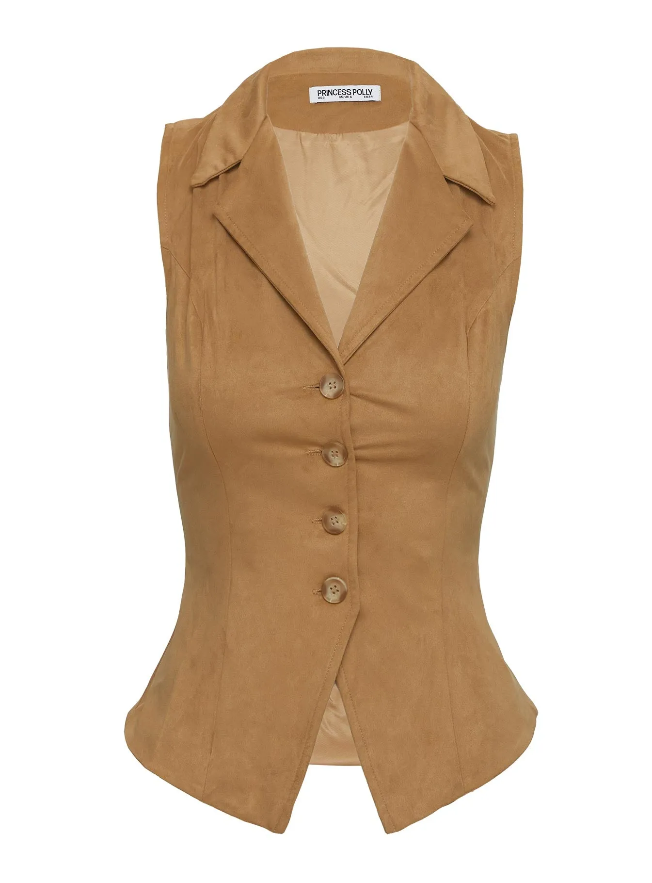 Oh So Retro Faux Suede Vest Beige sold by Princess Polly product image thumbnail 5