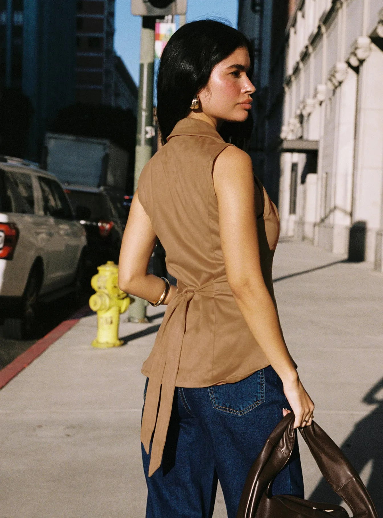 Oh So Retro Faux Suede Vest Beige sold by Princess Polly product image thumbnail 4