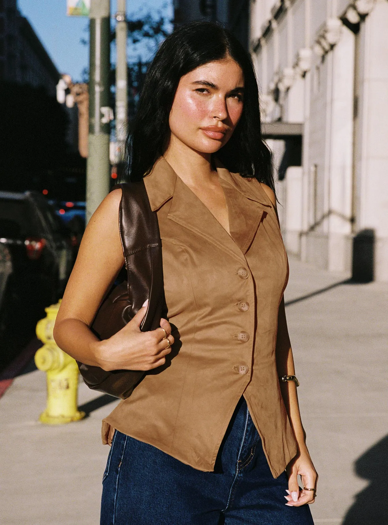Oh So Retro Faux Suede Vest Beige sold by Princess Polly product image thumbnail 3