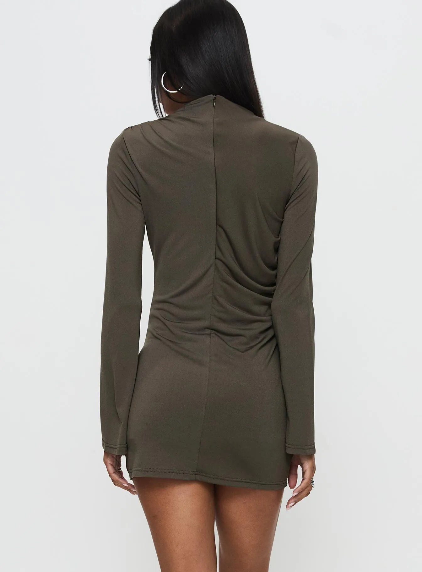 Arte Deco Long Sleeve Mini Dress Mocha sold by Princess Polly product image thumbnail 4