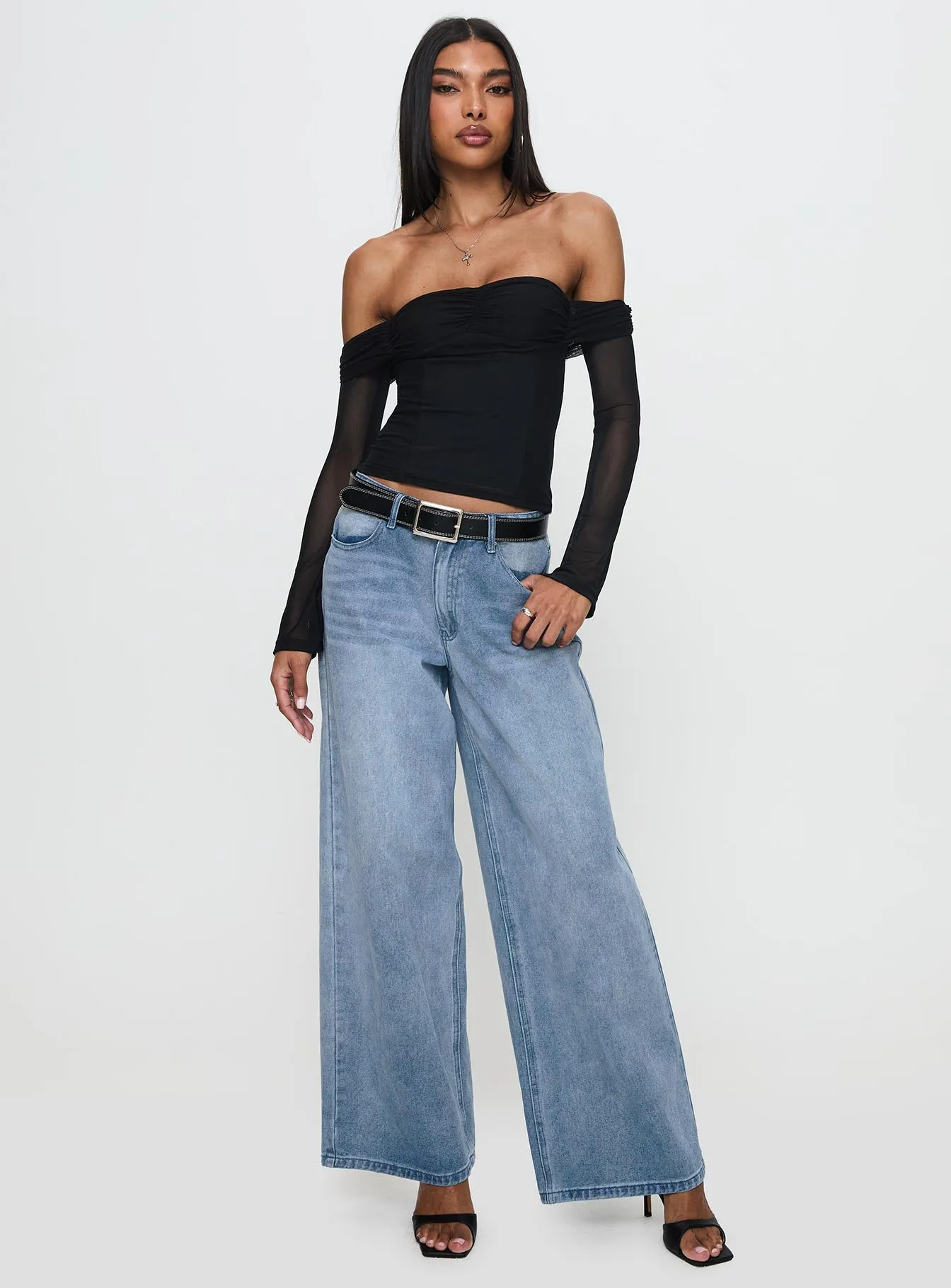 Saelan Off Shoulder Long Sleeve Top Black sold by Princess Polly product image thumbnail 3