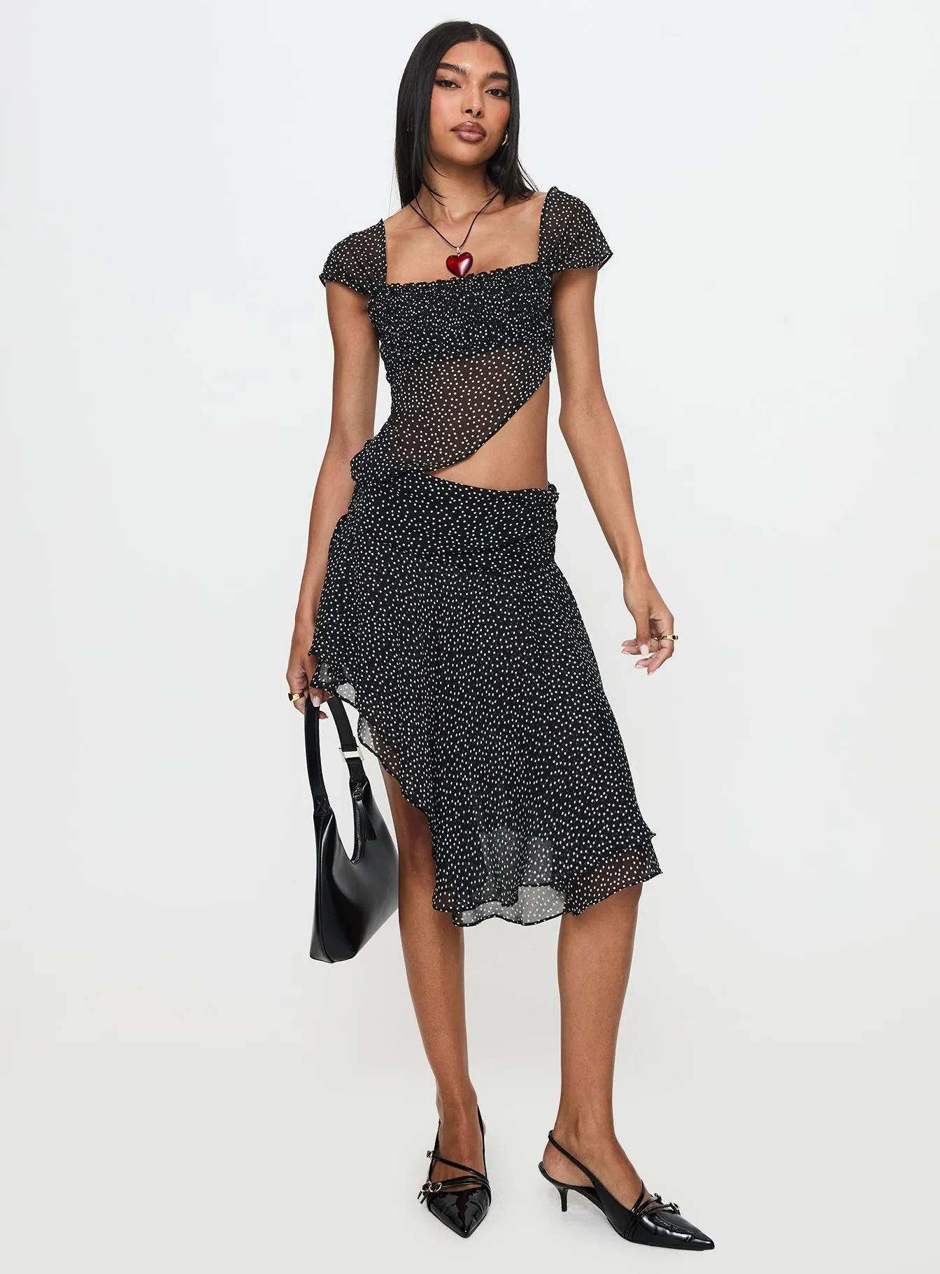 Legacy Midi Skirt Onyx Polka sold by Princess Polly product image thumbnail 2