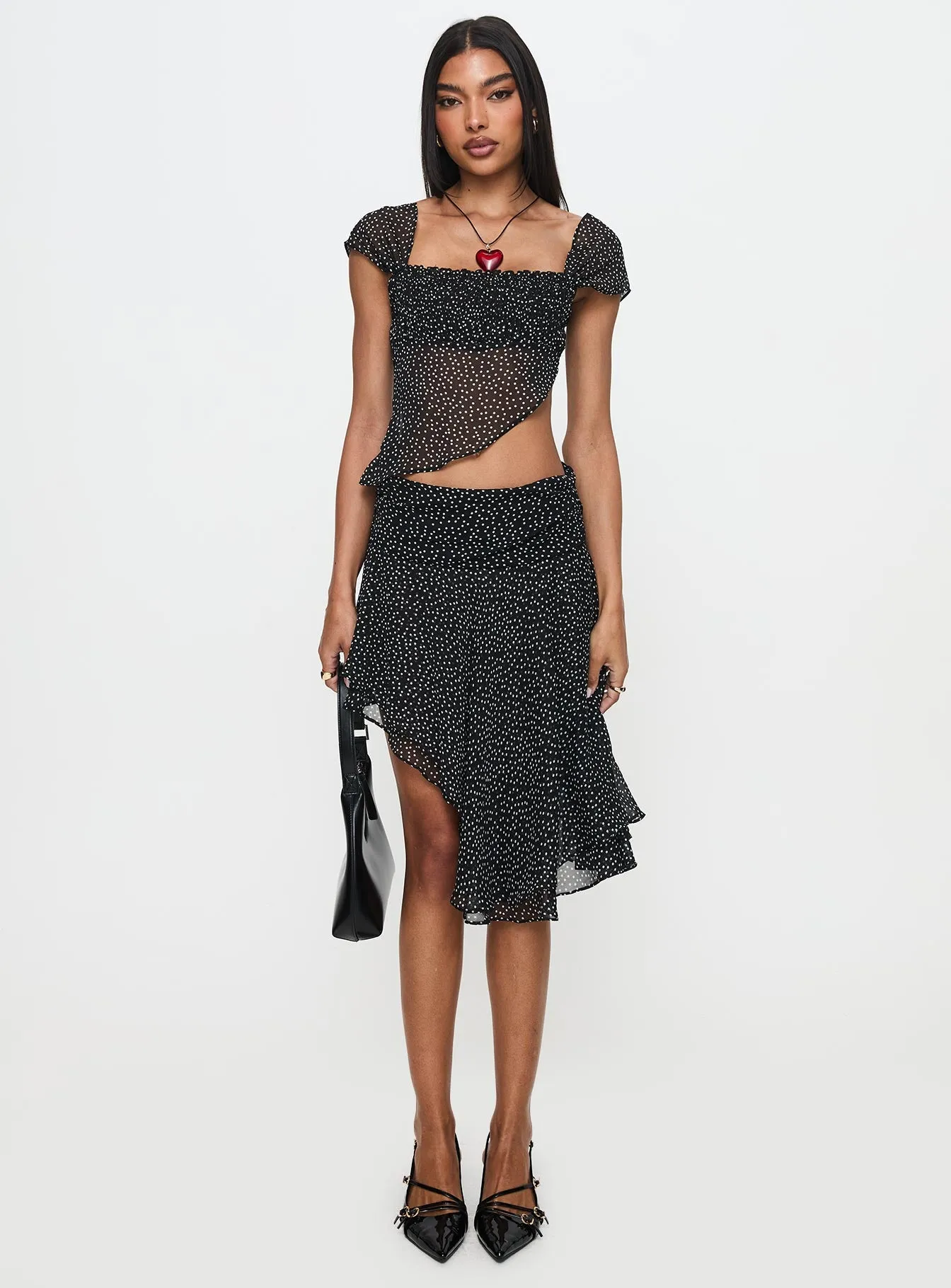 Legacy Midi Skirt Onyx Polka sold by Princess Polly product image thumbnail 3